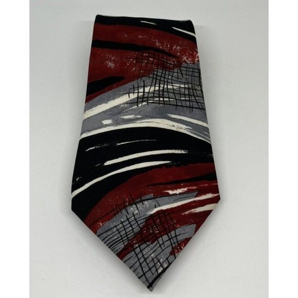 Lot of 2 Men's Designer Ketch Neckties Multicolor Red Abstract Made In USA - Picture 4 of 10
